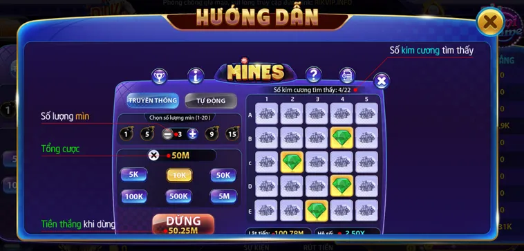 Minigame Mines Tại RikVip Khám Phá Kho Báu Né Bom Nhận Thưởng Khủng Năm 2026